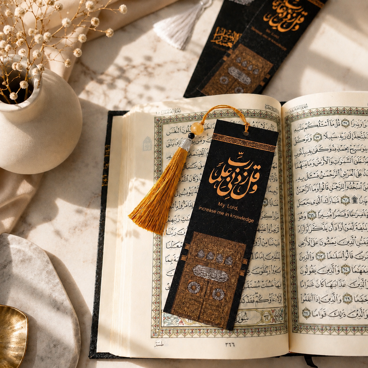 Premium Kaaba Bookmark with Tassel and Glitter Effect | Elegant Islamic Gift